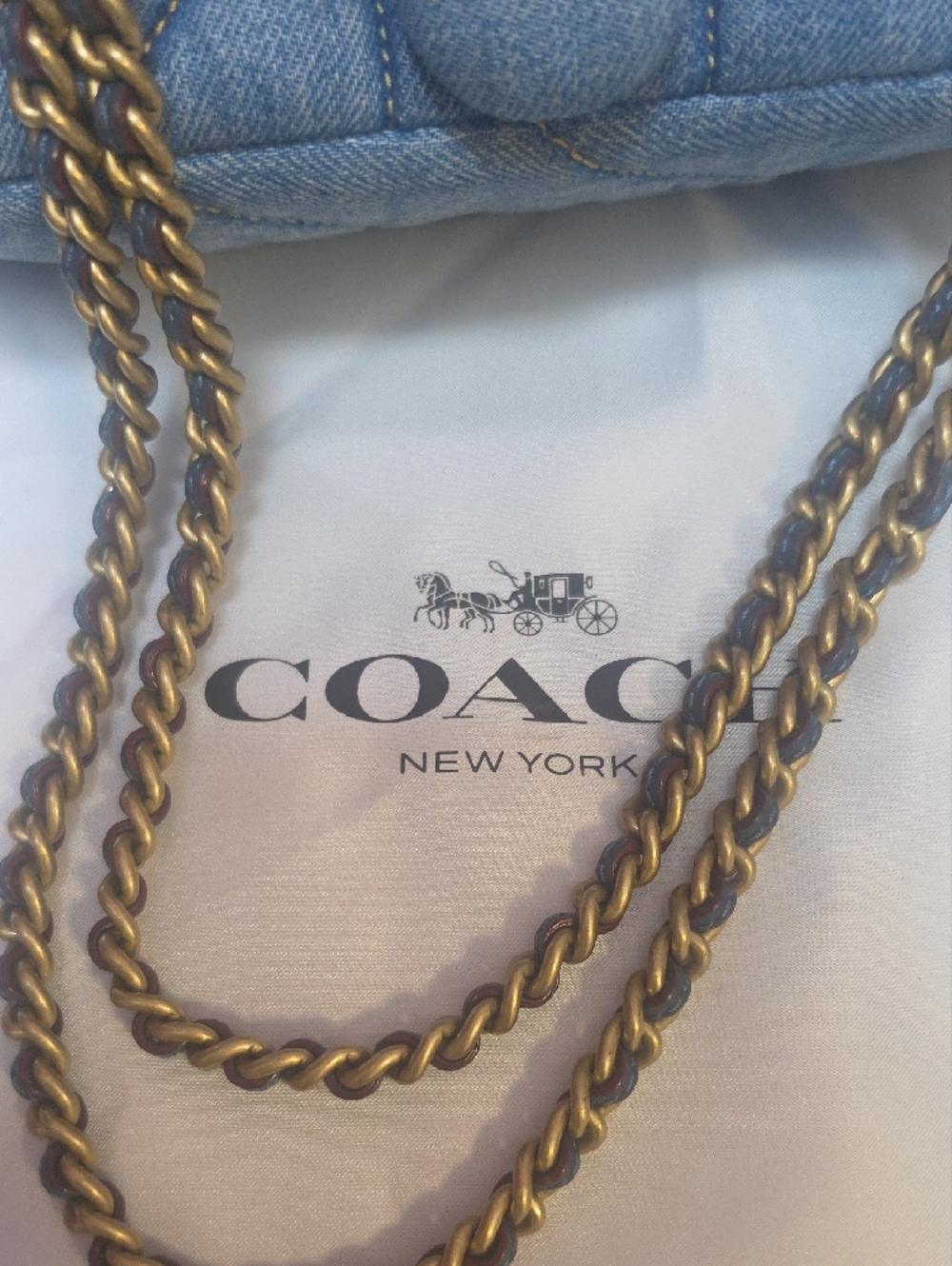 Coach Quilted Tabby 20 Denim Shoulder Bag with Brass 'C' - Blue Denim - Picture 4 of 16